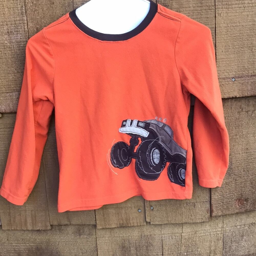 Carter's Super Comfy Fleece Truck Orange Long Sleeve Shirt Boys Size 6